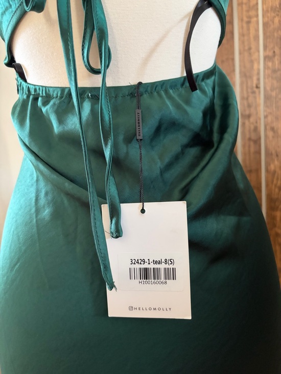 Hello Molly Emerald Green Halter Ruched Midi Dress - Picture 4 of 5